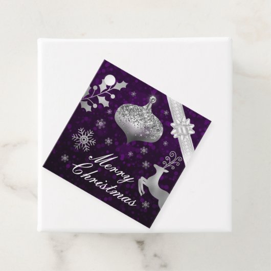 Silver Glitter-kerstabel en -lint Bedankjes Labels (In situ)