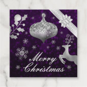 Silver Glitter-kerstabel en -lint Bedankjes Labels (Voorkant)