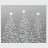 Silver Glitter kerstbomen Holiday Cadeaupapier (Vlak)