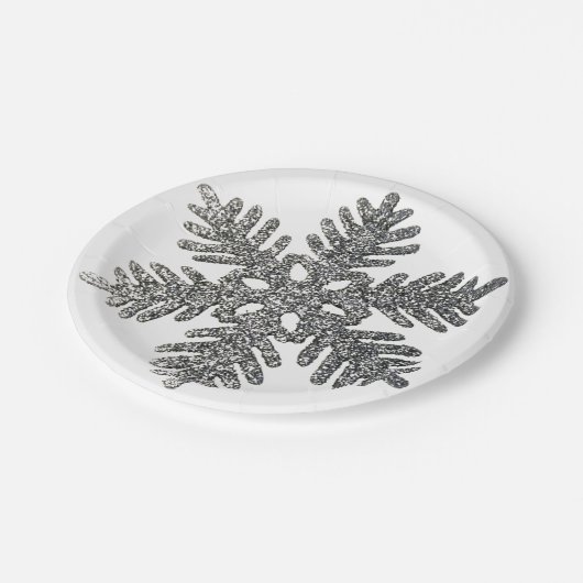 Silver Glitter-kerstfeestdag Papieren Bordje (Gekanteld)