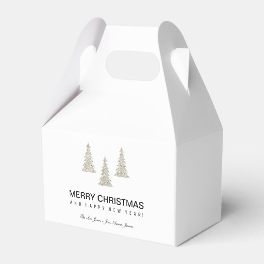 Silver Glitter Kerstmis Bedankdoosjes (Voorkant Zijde)