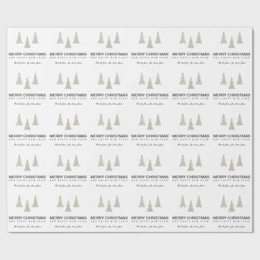 Silver Glitter Kerstmis Cadeaupapier (Vlak)