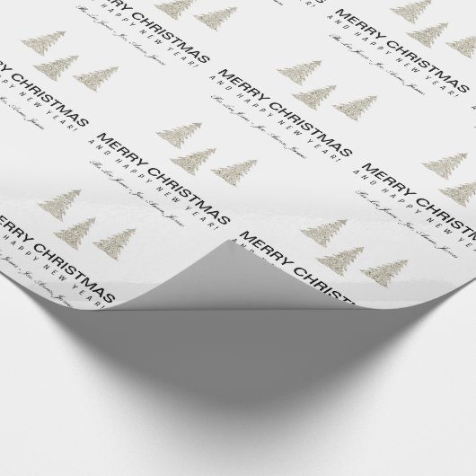 Silver Glitter Kerstmis Cadeaupapier (Hoek)