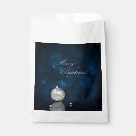 Silver Glitter Kerstversiering - Favor Bag Bedankzakje (Voorkant)