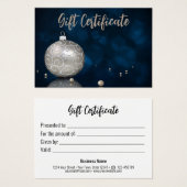 Silver Glitter-kerstversieringscertificaat Visitekaartje (Voorkant /achterkant)