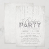 Silver Glitter Kijk Bachelorette Party Uitnodiging (Voorkant / Achterkant)