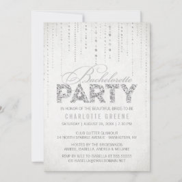 Silver Glitter Kijk Bachelorette Party Uitnodiging