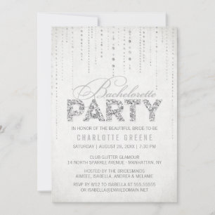 Silver Glitter Kijk Bachelorette Party Uitnodiging