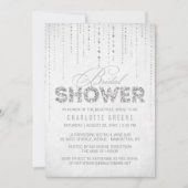 Silver Glitter Kijk Bridal Shower Uitnodiging (Voorkant)