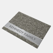 Silver Glitter Kijk Familienaam Deurmat (Schuin)