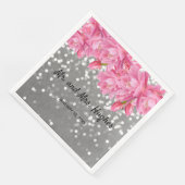 Silver glitter kristallen roze bloemig bruiloft th servet (Hoek)