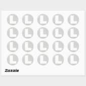 Silver Glitter L Initiaal Ronde Sticker (Vel)