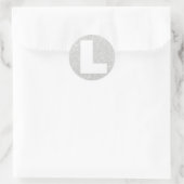 Silver Glitter L Initiaal Ronde Sticker (Tas)