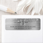 Silver Glitter & Large Monogram, Black Script Name Etiket (Insitu)