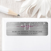 Silver Glitter & Large Monogram, Maroon Name Etiket (Insitu)