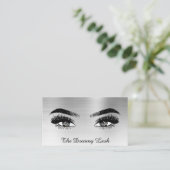 *~* SILVER Glitter Lashes QR Brows Extensions Visitekaartje (Staand voorkant)