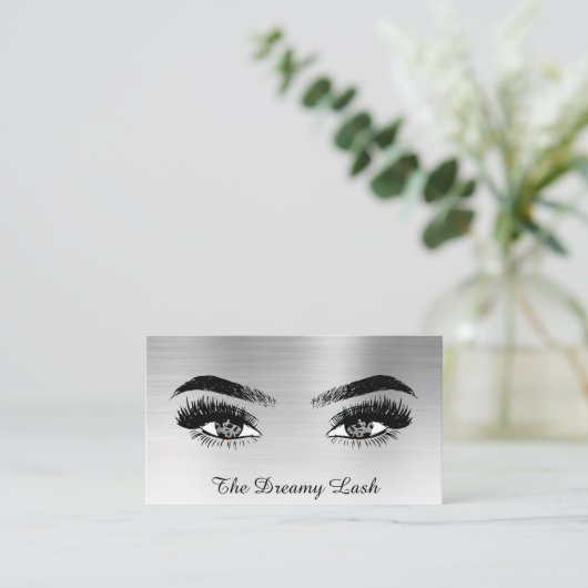 *~* SILVER Glitter Lashes QR Brows Extensions Visitekaartje (Staand voorkant)