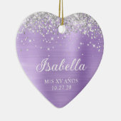 Silver Glitter Lavendel Folie Mis XV Anos Foto Keramisch Ornament (Rechts)