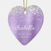 Silver Glitter Lavendel Folie Mis XV Anos Foto Keramisch Ornament (Links)