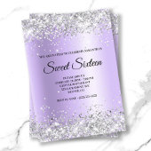 Silver Glitter Lavendel Satin Folie Sweet Sixteen Kaart