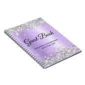Silver Glitter Lavender 21st Birthday Guestbook Notitieboek (Rechterzijde)