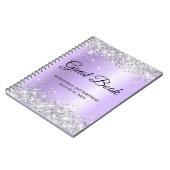Silver Glitter Lavender 21st Birthday Guestbook Notitieboek (Linkerzijde)