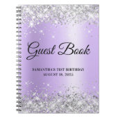 Silver Glitter Lavender 21st Birthday Guestbook Notitieboek (Voorkant)