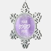 Silver Glitter Lavender Faux Foil Business Logo Tin Sneeuwvlok Ornament (Rechts)