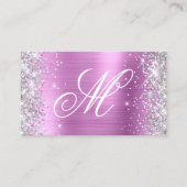Silver Glitter Lavender Folie Fancy Monogrammen Visitekaartje (Voorkant)