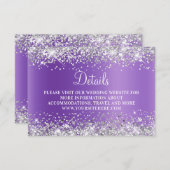 Silver Glitter Lavender Paars Weddenschap Details Informatiekaartje (Voorkant / Achterkant)