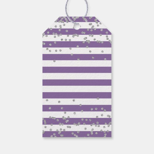 Silver Glitter Lavender Paarse Eerste Communie Cadeaulabel (Achterkant)