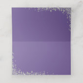 Silver Glitter Lavender Paarse Eerste Communie Plaatskaartje (Binnenkant ongevouwen)