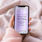 Silver Glitter Lavender Satin 50th Birthday Kaart