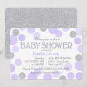 Silver Glitter Lavender Scattered Stippen Baby sho Kaart (Voorkant / Achterkant)