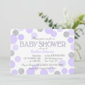 Silver Glitter Lavender Scattered Stippen Baby sho Kaart (Staand voorkant)