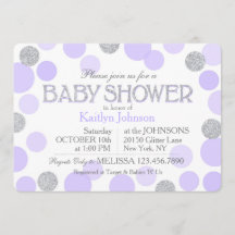 Silver Glitter Lavender Scattered Stippen Baby sho
