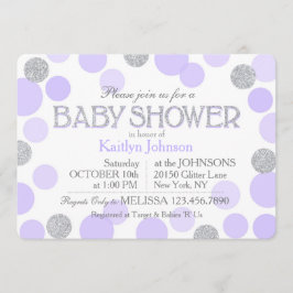 Silver Glitter Lavender Scattered Stippen Baby sho Kaart