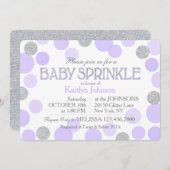 Silver Glitter Lavender Scattered Stippen Baby sho Kaart (Voorkant / Achterkant)