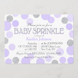 Silver Glitter Lavender Scattered Stippen Baby sho Kaart