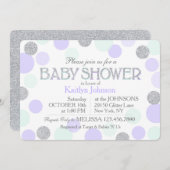 Silver Glitter Lavender Seafoam Stip Baby shower Kaart (Voorkant / Achterkant)