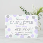 Silver Glitter Lavender Seafoam Stip Baby shower Kaart (Staand voorkant)
