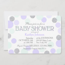 Silver Glitter Lavender Seafoam Stip Baby shower