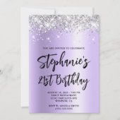 Silver Glitter Lavender Shimmer Bold 21st Birthday Kaart (Voorkant)