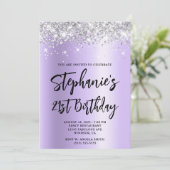 Silver Glitter Lavender Shimmer Bold 21st Birthday Kaart (Staand voorkant)