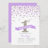 Silver Glitter Lavender Sprinkles Modern Birthday Kaart (Voorkant / Achterkant)
