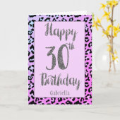 Silver Glitter Leopard Animal Print 30e verjaardag Kaart (Gele Bloem)