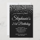 Silver Glitter Leopard Border Black 21st Birthday Kaart (Voorkant)