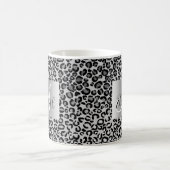 SIlver Glitter Leopard Monogram Fun Koffiemok (Center)