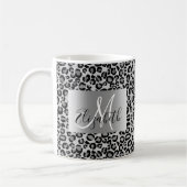 SIlver Glitter Leopard Monogram Fun Koffiemok (Links)