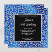 Silver Glitter Leopard Royal Blue Folie Birthday Kaart (Voorkant / Achterkant)